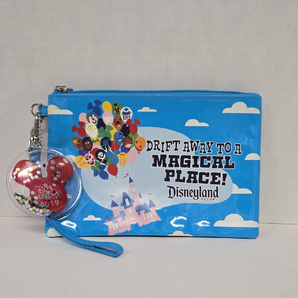 Disney D23 Expo 2019 Balloon Pouch with Red Mickey Ears Keychain 7 3/4"X5 1/4"